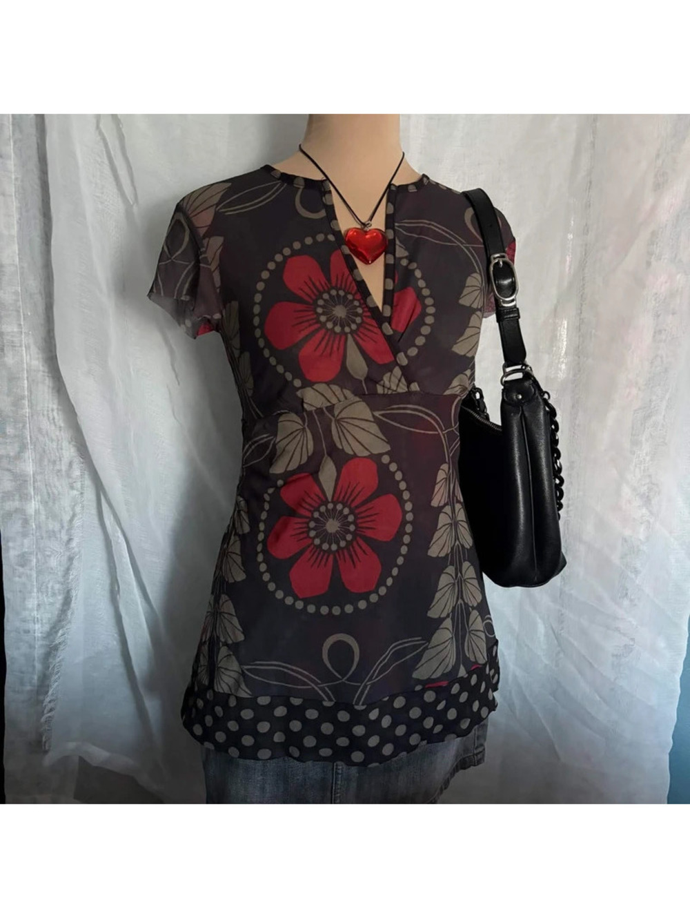 y2k mesh floral top